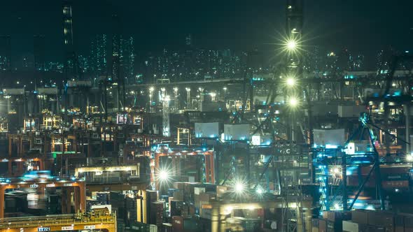 Hong Kong Container Terminal at Night