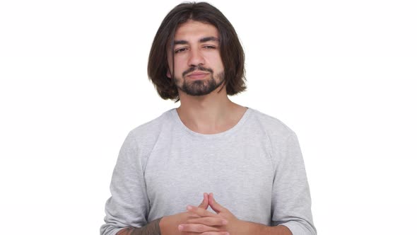 Idea Comes to Concentrated Guy Isolated Over White Background
