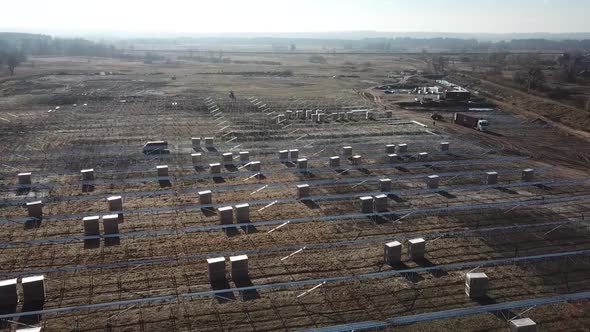 Stunning Aerial View of a Construction Site of a Solar Power Station