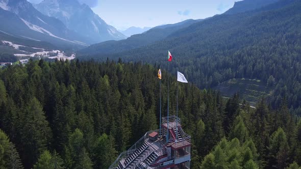 Aerial View of Italian Olympic Ski Jump Built in Cortina dAmpezzo for Winter Olympics in 1956