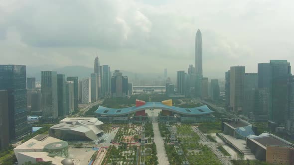 Shenzhen Cityscape at Cloudy Day. Central Business District. Futian. China. Aerial View