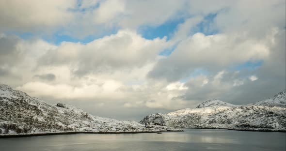 Norwegian Fjord on Sunset Timelapse