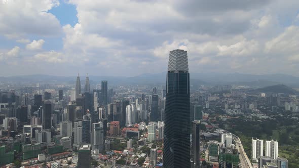 Aerial view one of the building landmarks in Kuala Lumpur