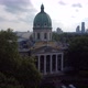 The Main Entrance of the Imperial War Museum with Skyscrapers in the Background - VideoHive Item for Sale