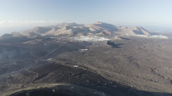 Aerial view of La Geria, Lanzarote Island, Canary Islands, Spain.