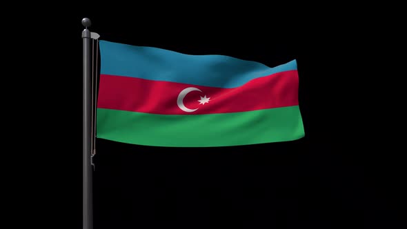 Azerbaijan Flag On Flagpole With Alpha Channel