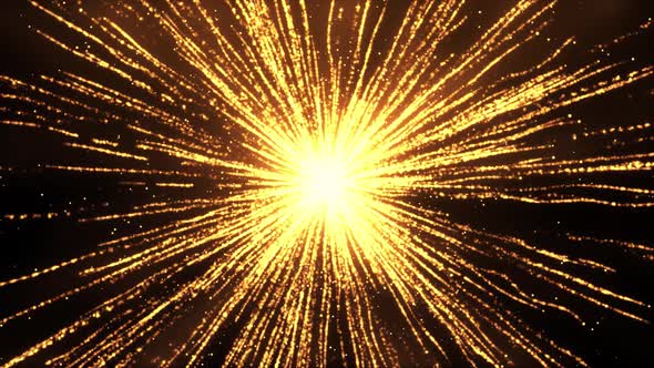 3D Abstract Explosion gold lights sparkles Lines Speed of light explodes. Festive golden.