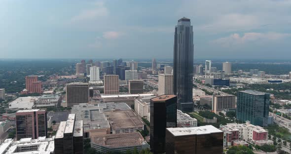 Aerial view of the Houston Galleria Mall area in surrounding landscape