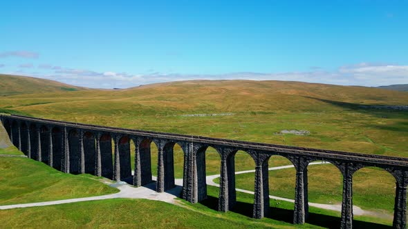 Ribblehead Viaduct at Yorkshire Dales National Park  Aerial View  Travel Photography