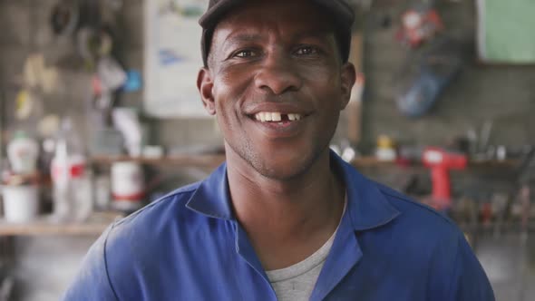 African man looking at the camera