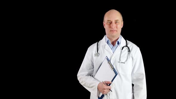 Confident Mature Doctor Holding Clipboard