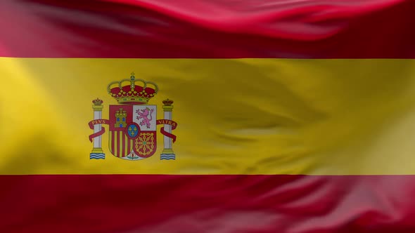 Realistic Spain Flag Waving in the Wind