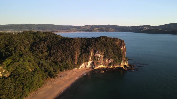 Mountain cliff top with scenic lookout aerial view