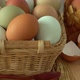 Wicker Basket with Fresh Raw Eggs Rotate in Wooden Cutting Board - VideoHive Item for Sale