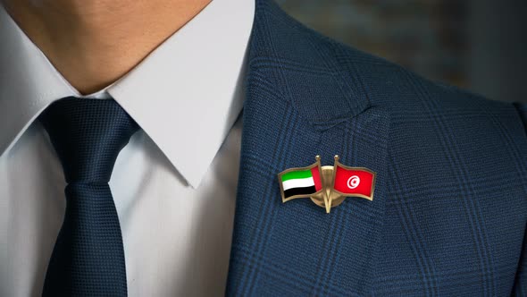 Businessman Friend Flags Pin United Arab Emirates Tunisia