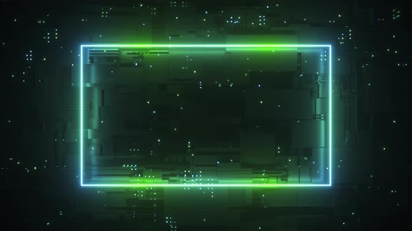 Green Sci Fi Neon Glowing Digital Frame