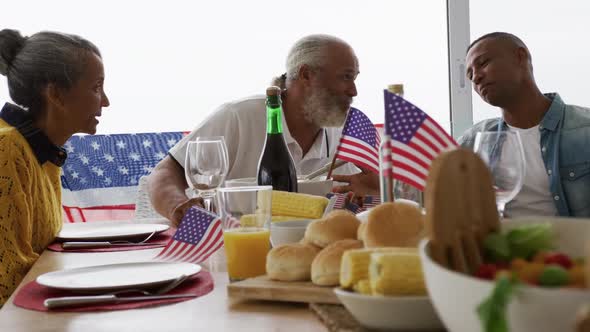 Multi-generation family having celebration meal