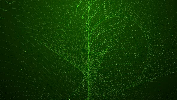 Amazing Green Color New Digital Particle Line Animated Background