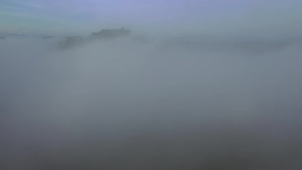 Aerial view of mountain landscape with clouds, Chittagong, Bangladesh.