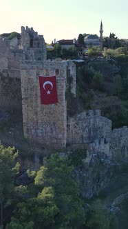 Vertical Video Alanya Castle  Alanya Kalesi Aerial View