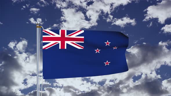 New Zealand Flag Waving 4k