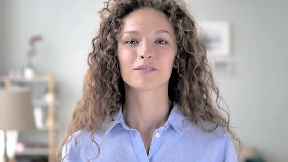 Yes Positive Curly Hair Woman Accepting Offer By Shaking Head