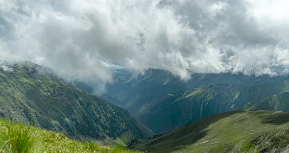 time lapse of fast moving clouds in mountains, carpathians