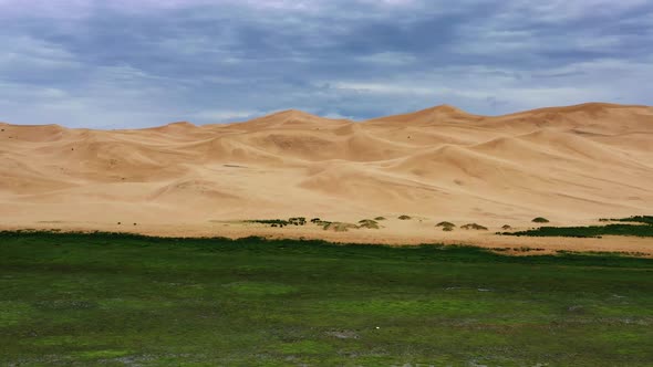 Aerial View of Sand Dunes in Gobi Desert Mongolia