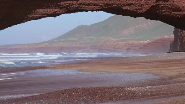 Natural Arch on Legzira Beach in Morocco, Africa