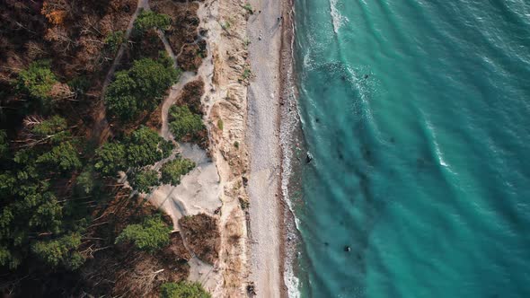 Sea Coast Landscape Background Top Down Aerial View