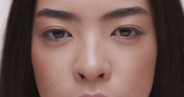 Close Up Portrait of Young Asian Woman Looking To Camera