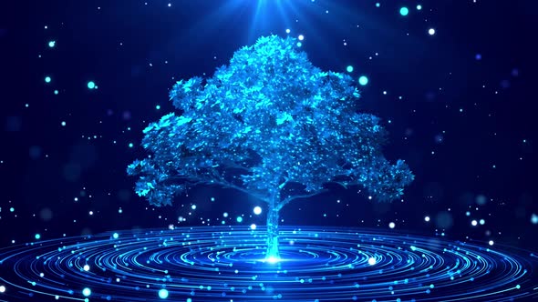 Blue Particle Tree Light Loop Video