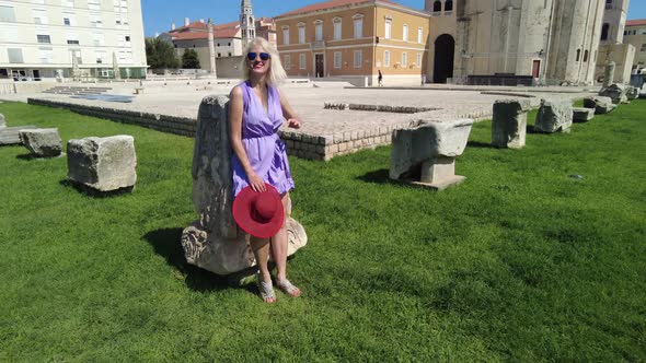 Lady in Zadar Ancient Roman Forum