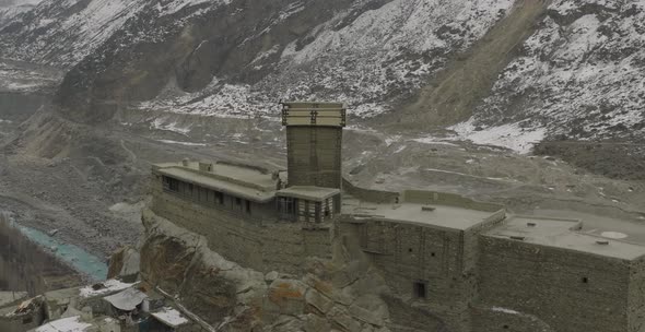 Aerial Over Altit Fort In Hunza Valley. Dolly Zoom Shot