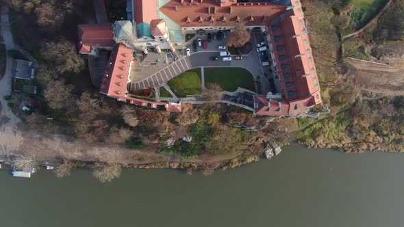 Aerial view of Benedictine abbey in Tyniec, Krakow, Poland
