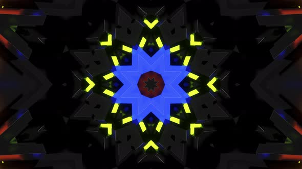 Abstract Symmetrical Geometric Pattern and Neon Light