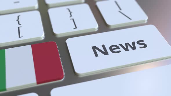 News Text and Flag of Italy on the Keys of a Computer Keyboard