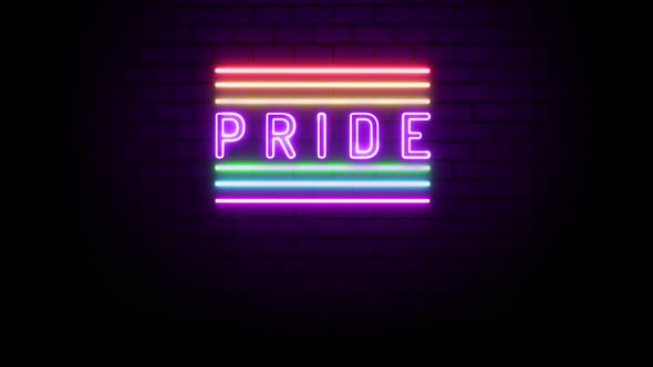 Pride Rainbow Flag LGBT Neon Sign on Wall Background 4K