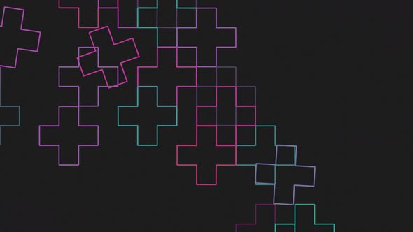 Generative Vj Loop with Abstract Moving Ornament Built By Color Crosses