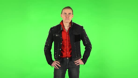 Guy Poses for Camera Makes Funny Faces. Green Screen