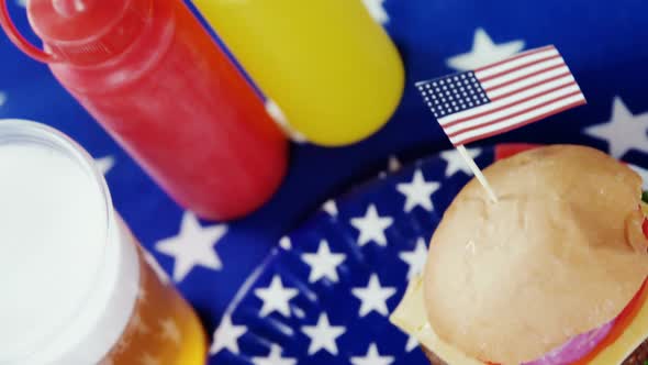 Snacks and drink decorated with 4th july theme