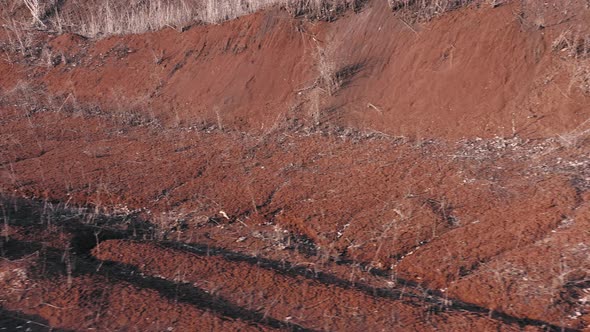 The Slope of the Clay Landslide  the Texture of the Red Clay