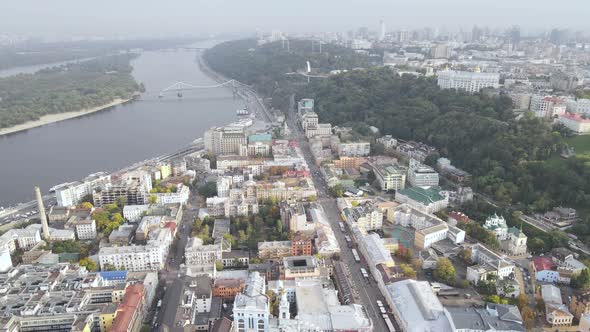 Cityscape of Kyiv, Ukraine. Aerial View, Slow Motion