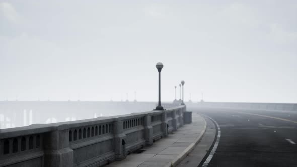 Long Bridge in Misty Fog