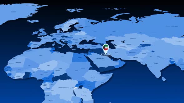 Kuwait Location Tracking Animation On Earth Map