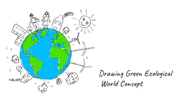 Drawing Green Ecological World Concept
