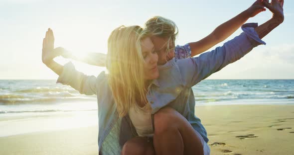 Mother and Daughter at the Beach