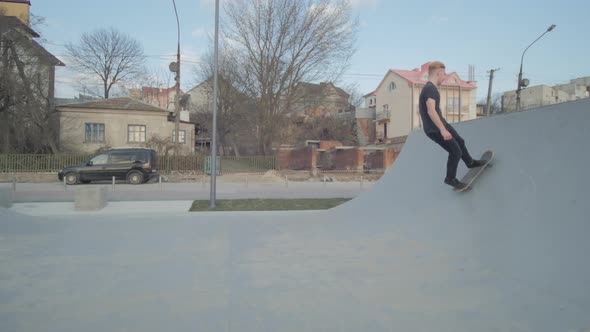 Teens in a skateboard park