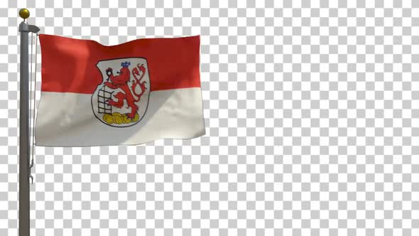 Wuppertal City Flag (Germany) on Flagpole with Alpha Channel - 4K