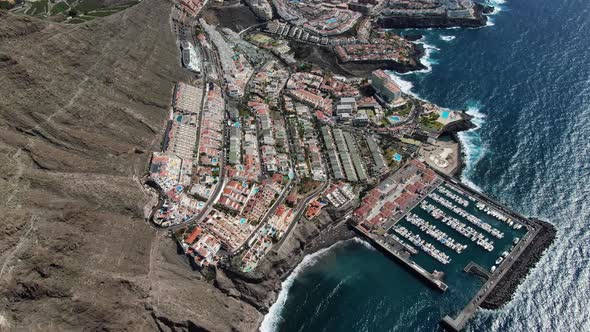 Aerial view of Los Gigantes coastal town in Tenerife, Canary Islands, Spain